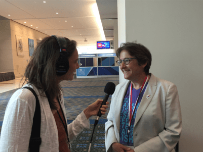 Nahanni Rous and Rabbi Sharon Kleinbaum at the DNC