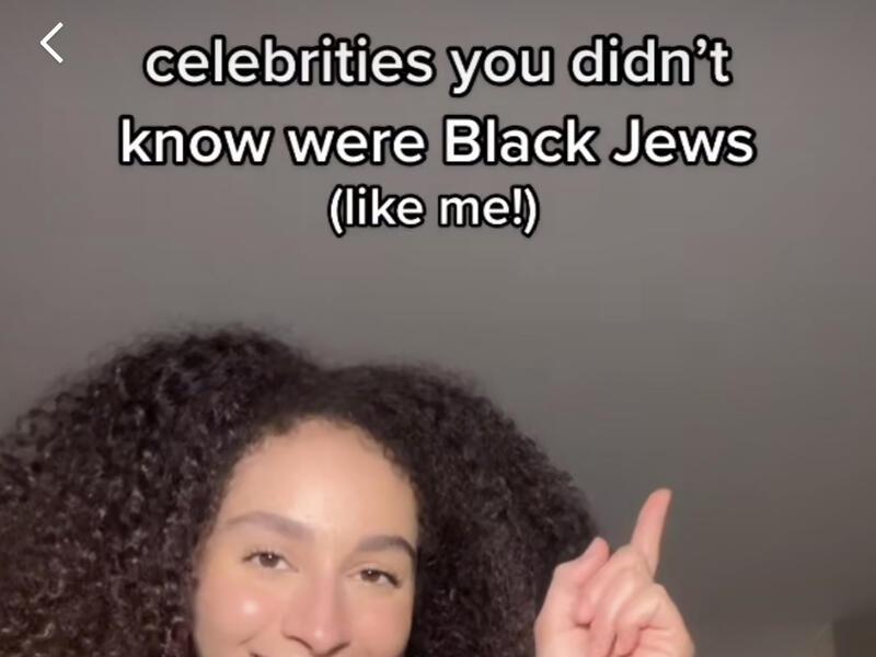 Raven Schwam Curtis - pointing to text that reads "celebrities you didn't know were Black Jews (like me)!"