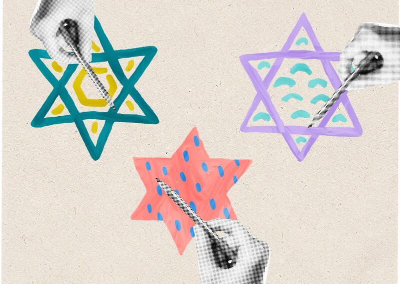 Collage of painted Stars of David