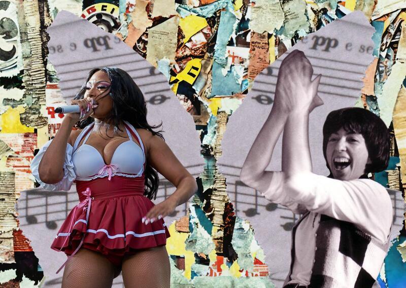 Collage of Naomi Weisstein and Megan Thee Stallion