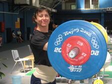 Nora Köppel in the weightlifting gymnasium in Beijing, 2008. 