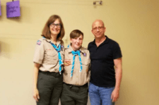 Nina Baran with her parents at her first "Court of Honor"