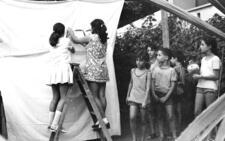 Setting up a Sukkah in Hebron before Sukkot, 1969