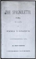 "The Spagnoletto: A Play in 5 Acts" Cover by Emma Lazarus, 1876