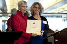 Executive Director Gail Reimer and Twersky Award Winner Allyson Mattanah at the JWA Making Trouble/Making History Luncheon