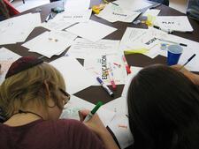 Girls Work on Bread and Roses Lesson 