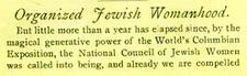 Organized Jewish Womanhood, The American Hebrew, Part 1