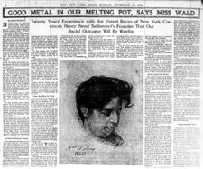 "Good Metal In Our Melting Pot, Says Miss Wald," November 16, 1913