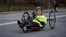 Helene Hines on her handcycle