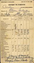 Gertrude Elion's Junior High School Report Card, 1930