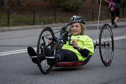 Helene Hines on her handcycle