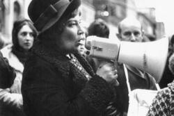 Bella Abzug at a Women Strike for Peace Protest