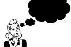 Cartoon Image of a Woman with a Thought Bubble