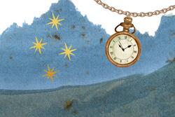 Collage of a pocket watch with stars