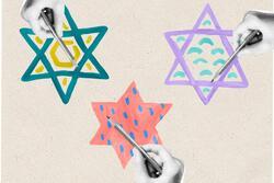 Collage of painted Stars of David