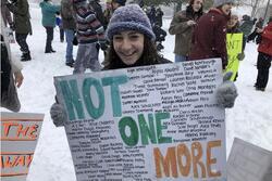 2018-2019 Rising Voices Fellow Phoebe Chapnick-Sorokin at a 2018 March for Our Lives action that she planned. 