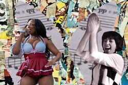 Collage of Naomi Weisstein and Megan Thee Stallion