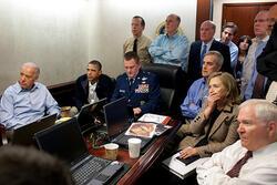 Hillary Clinton, President Obama, and Security Team in the Situation Room, 2011