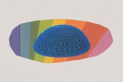 Collage of a kippah and a rainbow