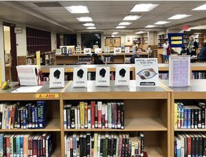 Book display for school social justice week