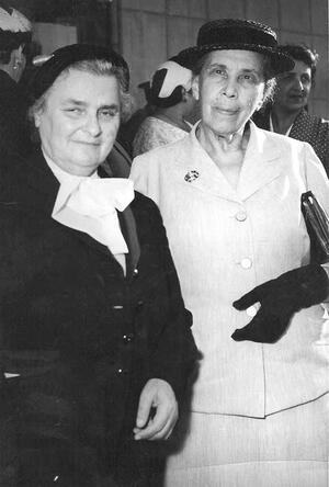 Helena Kagan and Rachel Kagan at the WIZO Jerusalem Baby Home, 1955