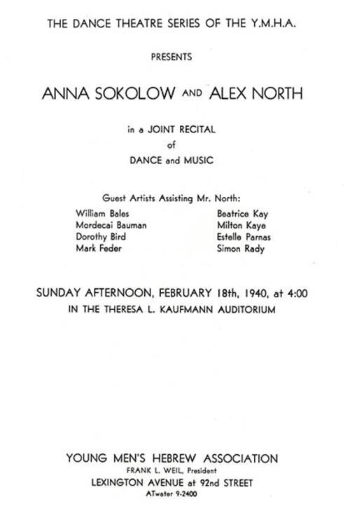 Anna Sokolow's Joint Recital at New York's 92nd Street Y, 1940, Page 1