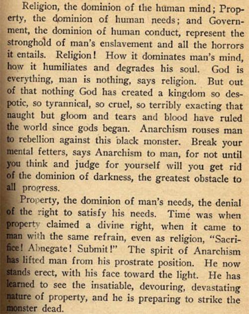 Excerpts From Emma Goldman's Essay, 'Anarchism: What It Really Stands For'