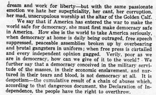 Excerpt from Emma Goldman's Speech to the Jury at her Trial for Conspiracy to Obstruct the Draft