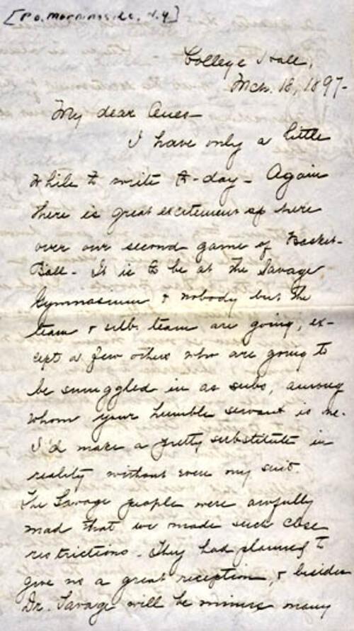 Letter from Gertrude Weil to her Family, March 18, 1897, page 1