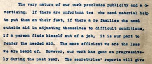 Excerpts from Gertrude Weil's Annual Report as President of the Goldsboro Bureau of Social Service - page 1, excerpt B