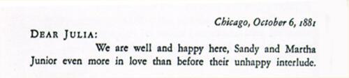 Excerpt from "Dear Julia, Chicago, October 6, 1881"