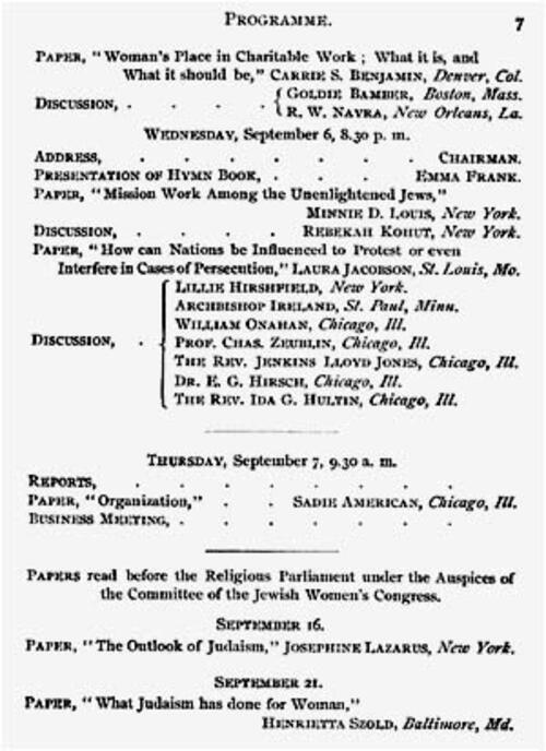 Jewish Women's Congress Proceedings, Chicago, 1893, page 2