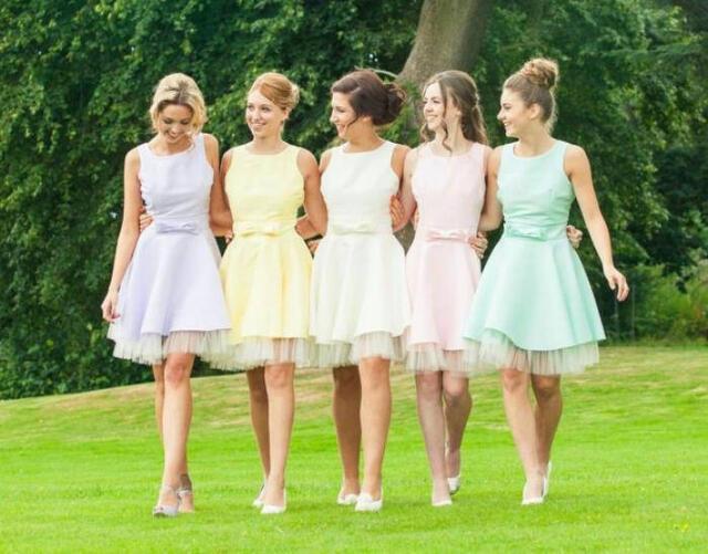 White Thin Bridesmaids Stock Photo