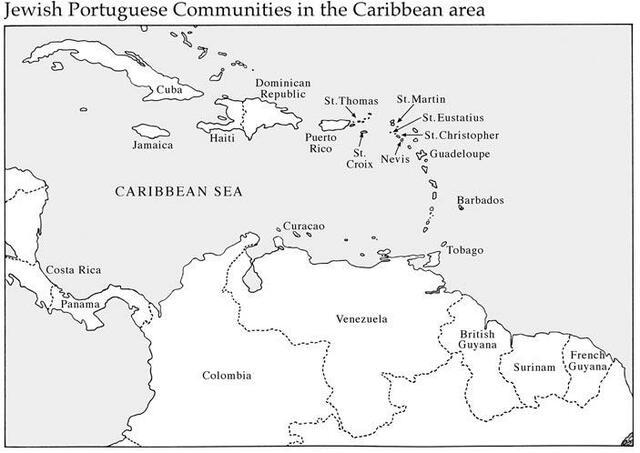 Map of the Jewish Communities in the Caribbean Island Region