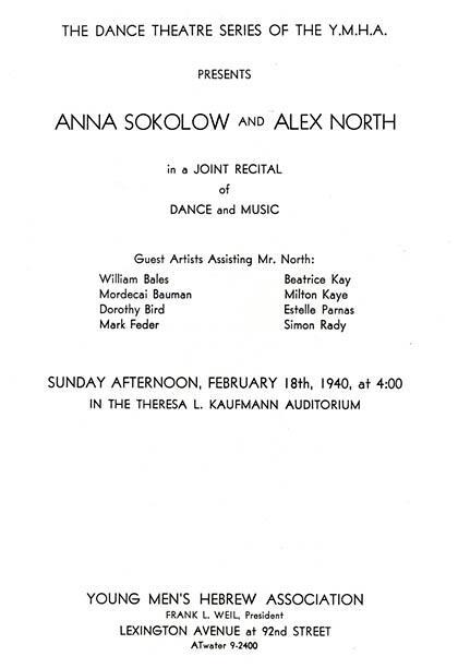 Anna Sokolow's Joint Recital at New York's 92nd Street Y, 1940, Page 1