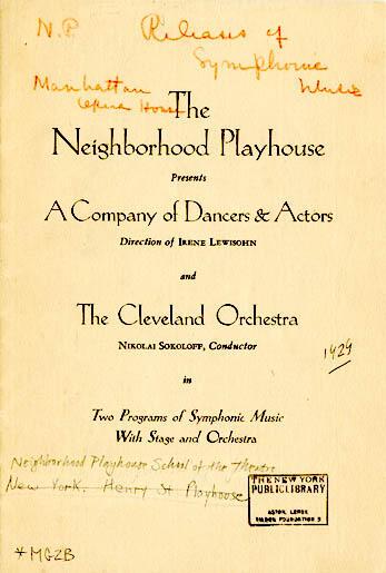 Excerpts From Program for Performance at the Neighborhood Playhouse