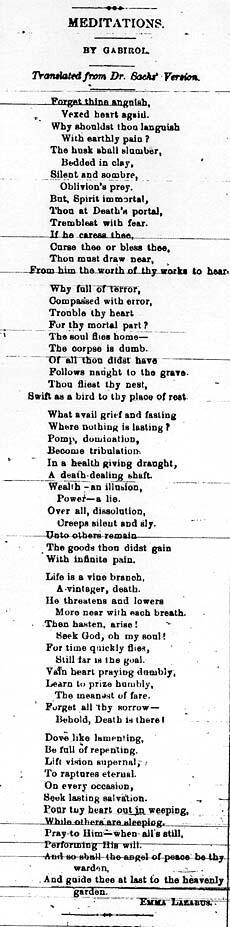 "Meditations," translated by Emma Lazarus