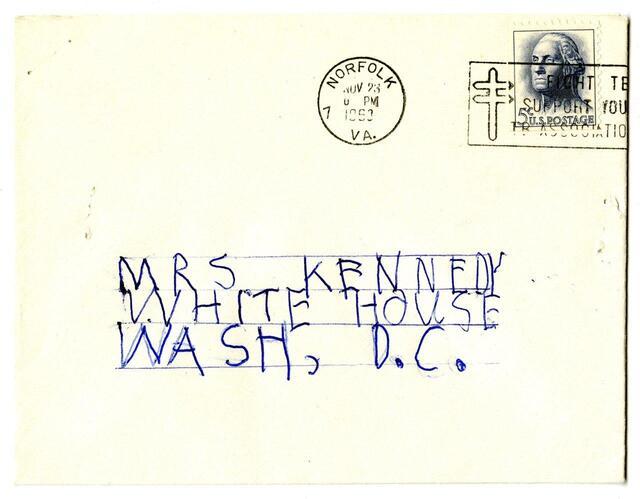 Envelope Addressed to Jacqueline Kennedy, November 23, 1963