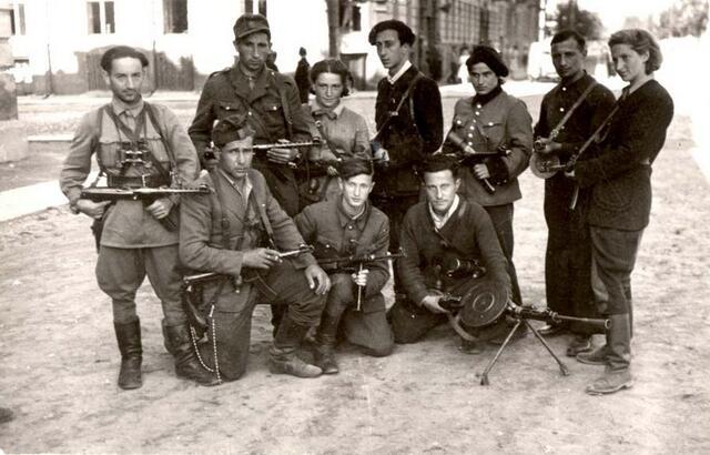 Vitka Kempner, Abba Kovner, Rozka Korczak-Marla and Fellow Partisans, July 1944