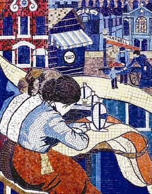 Chicago Women's Labor Mosaic, "Fabric of Our Lives" by Miriam Socoloff and Cynthia Weiss, 1980